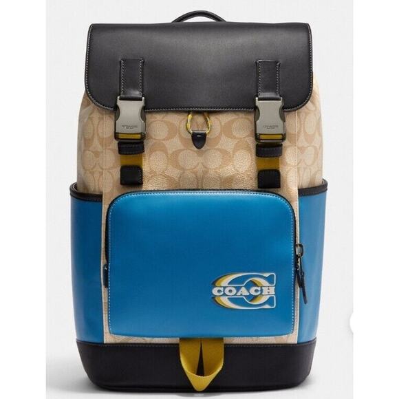 Coach Track Backpack Colorblock Signature Coach Stamp $678 - Picture 1 of 5